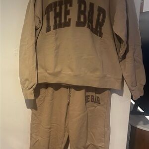 Tan 'The Bar' Sweatshirt and Sweatpants Set